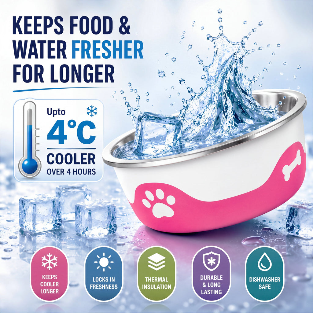 ThermaCool Dog Bowl - Hot Pink