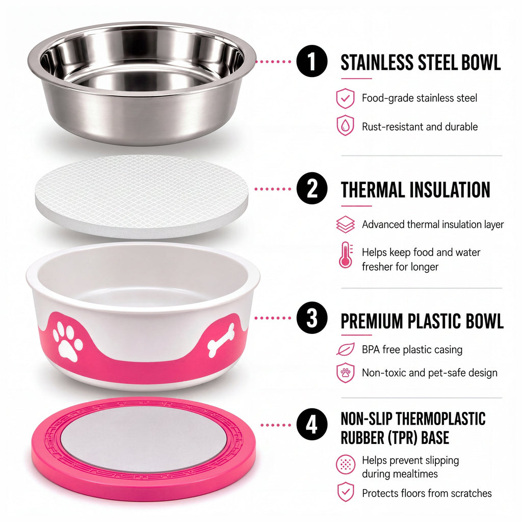 ThermaCool Dog Bowl - Hot Pink