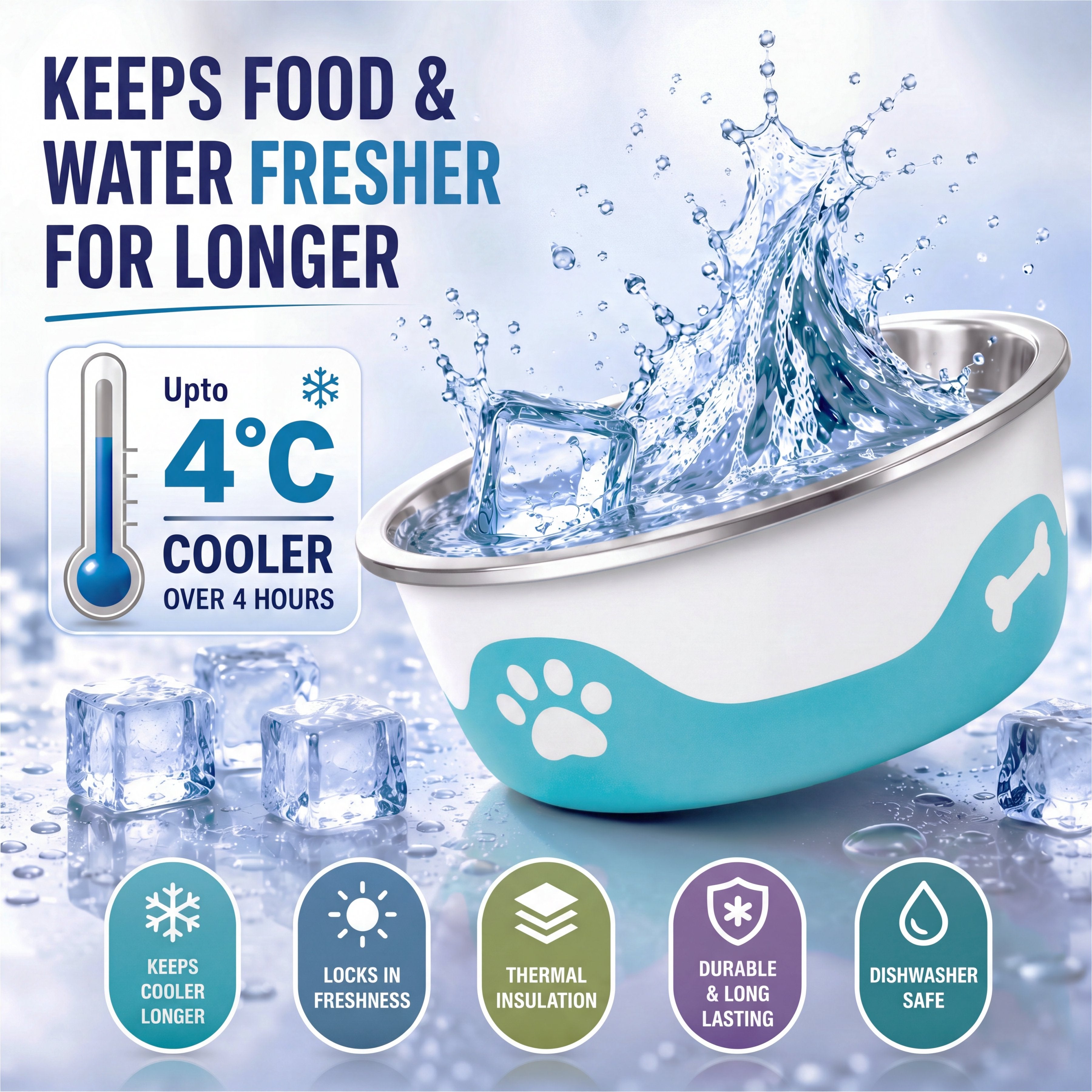 ThermaCool Dog Bowl - Azure Blue
